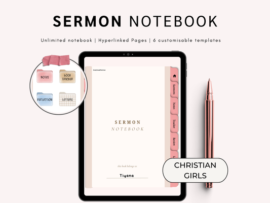 Sermon Notebook Journal Digital Planner