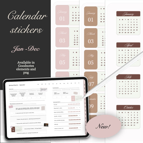 2025 Digital Monthly Calendar Stickers